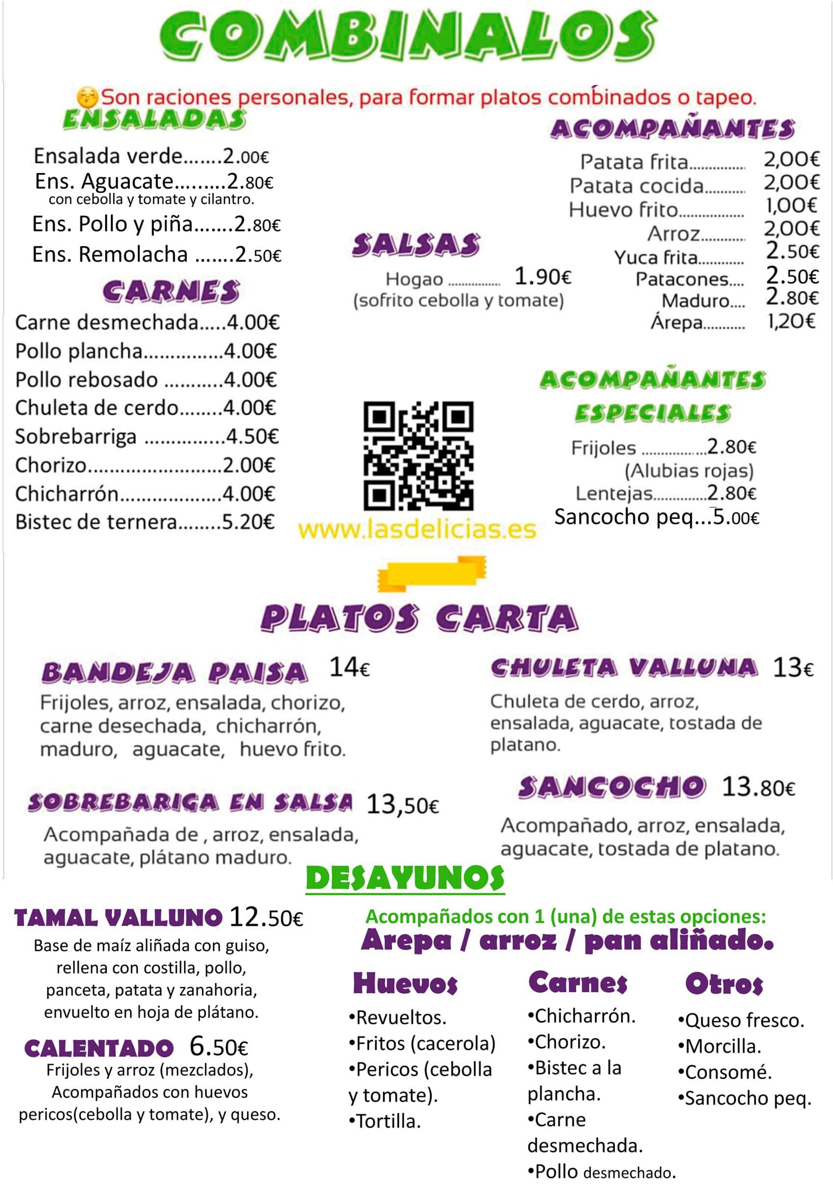 carta las delicias Tarragona